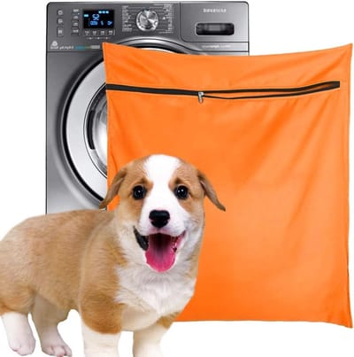Haarverzamelende Waszak voor de Wasmachine, Ideaal voor Beddengoed, Dekens en Handdoeken (L, Oranje)