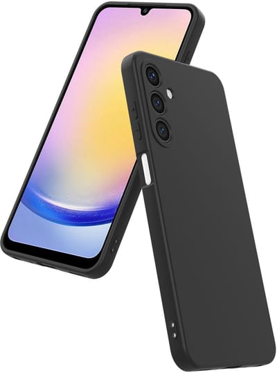 Smartphonica Telefoonhoesje Geschikt voor Samsung Galaxy A25 Siliconen met Zachte Beschermende Binnenkant - BackCover Case Soft Inside - Zwart geschikt voor Samsung Galaxy A25