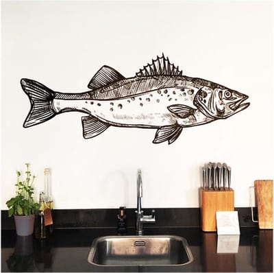 Zeebaars Sjaak - Actie! - Muursticker met duidelijke plak instructie - 125x48cm - Zwart
