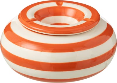 J-Line asbak Granada Stripes - keramiek - wit/oranje - large