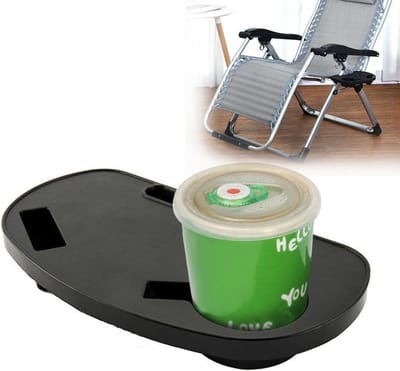 Tafel & Beker houder bijzettafel voor ligstoel tuin - ligstoelen - strandstoel opvouwbaar - tuinstoel - campingstoel