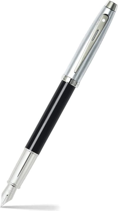 Sheaffer vulpen - 100 E9313 - F - Glossy black barrelbrushed chrome, chrome plated
