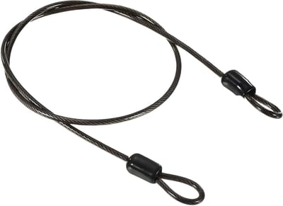 1 Stuk Stalen Veiligheid Kabel 2.5mm x 0.5m Coated Veiligheidsdraad Dubbele Lus Flexibele Beveiligingskabel voor Fietsen, Bagage en Buitenactiviteiten Zwart