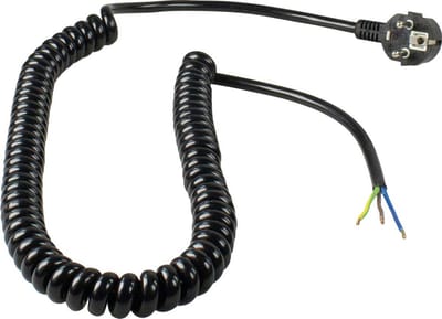 Aansluiting Opgerolde Kabel 230 V Uitschuifbaar Tot 2,5 Meter Zwart