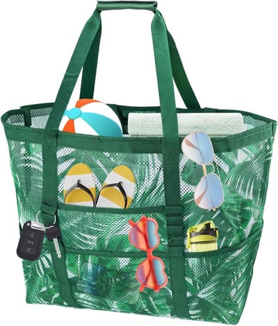 Allecto Plus - Strandtas XXL voor dames met ritssluiting en opvouwbaar ontwerp voor strand, reizen, fitness en shopping - ideaal voor vakantie en zwembad