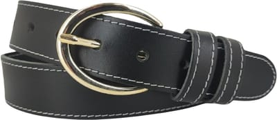 Vrouwen Riem | Dames Riem | Leren Riem | Lederen Riem | Kleur: zwart | Gouden Gesp | 3,5cm breed | Riemmaat: 85cm (totale lengte: 100cm) | 100% echt leer | Nikkelvrije gesp