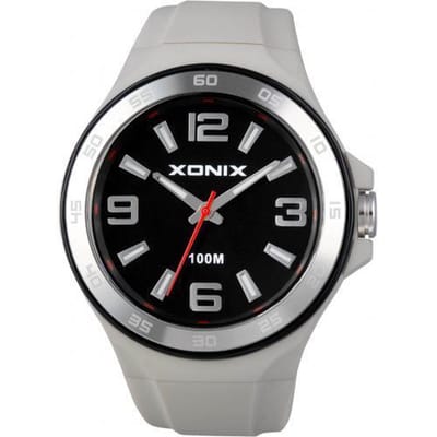 Xonix CAG-001 - Horloge - Analoog - Unisex - Siliconen band - ABS - Cijfers - Streepjes - Waterdicht - 10 ATM - Grijs - Zwart