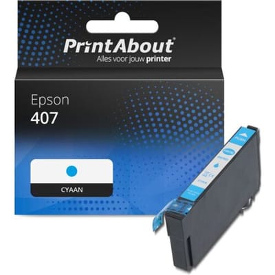 PrintAbout Inktcartridge 407 (C13T07U240) Cyaan geschikt voor Epson