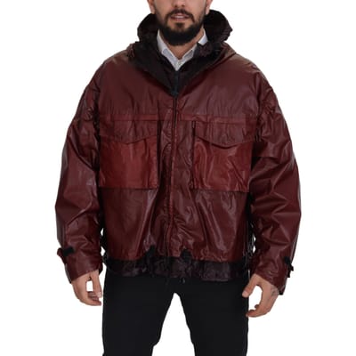 Dolce & Gabbana Bordeaux Katoenen Hoodie Volledige Rits Herenjas