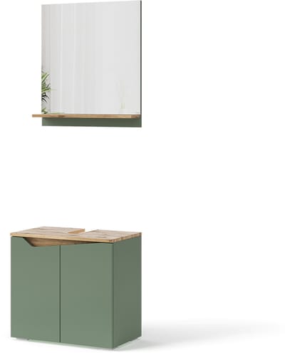 Vicco Badkamermeubelset Marelle, Groen/Artisanaal eiken, 2-delig