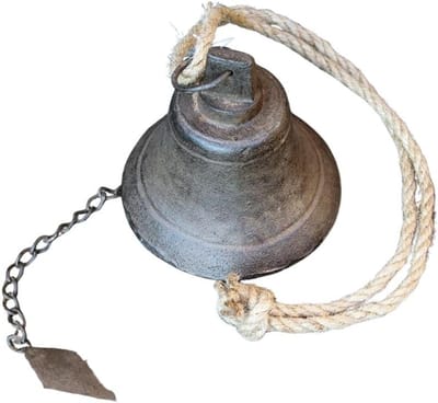 Scheepsbel Deurbel - Antieke Bel - Decoratief Hangen - Handgemaakt IJzer - 100cm Hoog - Antiekbruin
