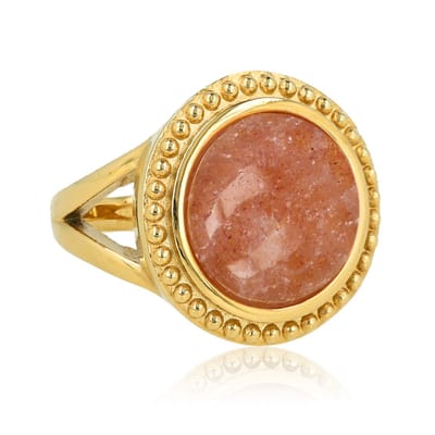 My Bendel - Vintage Ring met Ronde Edelsteen • Berry Quartz - met Luxe Cadeauverpakking | Sieraden Voor Dames | Maat 18.00 Mm / Maat 57