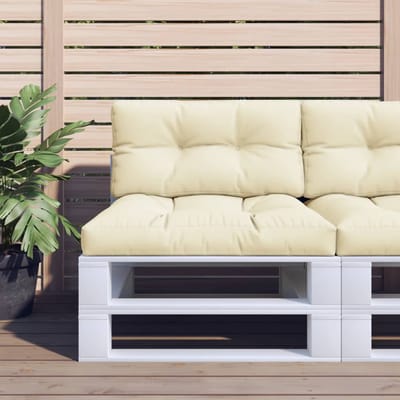 vidaXL - Palletkussen - 70x40x12 - cm - stof - crèmekleurig