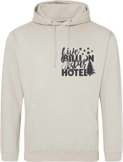 Camping hoodie - Hoodie Beige - Five billion star hotel - Dames - Maat S