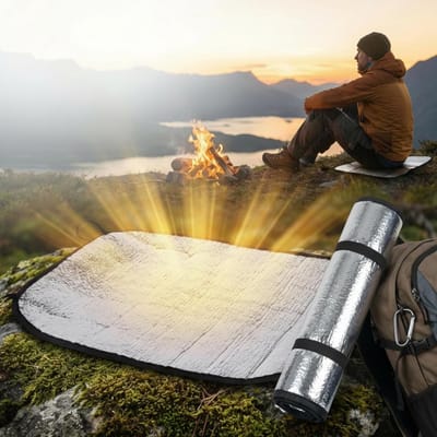 Dailygoods- Zitmat Opvouwbaar 35 x 45 cm - Aluminium Coating - Geïsoleerde Zitmat - Warmtekussen - Outdoor Accessoire - Comfortabel Zitten - Zitkussen