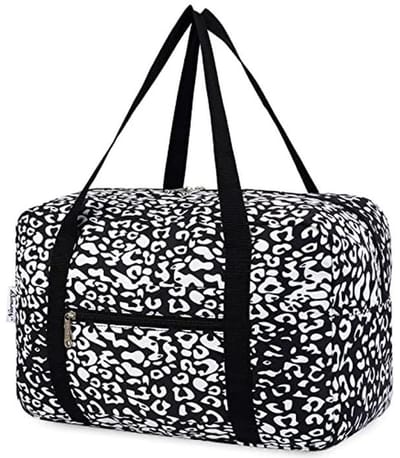 SnelShoppen - Narwey Cabin Luggage 40x20x25 cm - Vouwbare Reis Tas - Lichtgewicht Handbagage - Weekender Bag voor Mannen en Vrouwen - Zwart Luipaard m