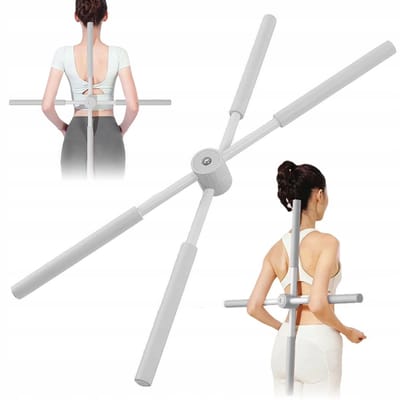 Yoga stick - Houding Corrector - Postuur Corrector Stang – Yoga Hulpmiddel - 77cm & Inklapbaar - Met Schuim Grepen - Voor Schouders & Rug - Voor Thuis & Gym - Grijze