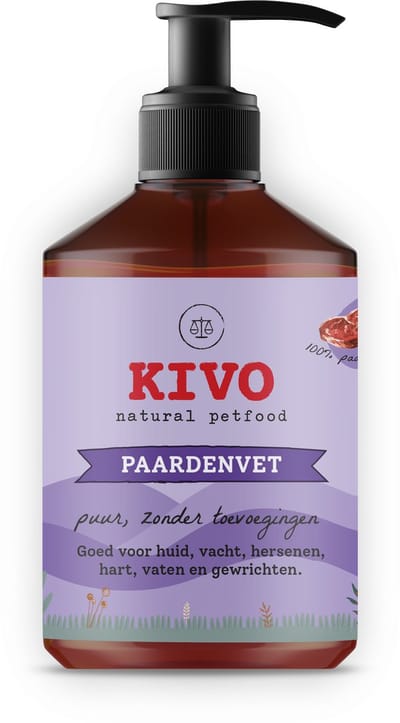 Kivo Petfood - Supplement puur Paardenvet 500ml - Verhoogt de weerstand en de algehele gezondheid