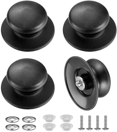 4-pack, kralen voor deksels, huishoudelijke accessoires, keukenbenodigdheden, handgrepen voor deksels, knoppen voor deksels voor dagelijks gebruik, zwart