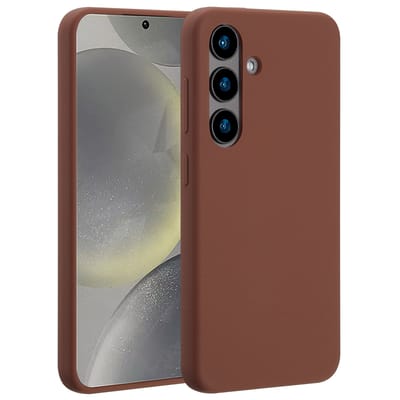 Accezz Hoesje - Geschikt voor Samsung Galaxy S24 - Liquid Silicone Backcover met Magnetische Ring - New Tea Brown