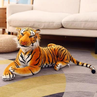 100cm Cartoon Reusachtige Levensgrote Tijger Pluche Speelgoed Grote Maat Wilde Simulatie Dieren Jaguar Zacht Gevuld Poppen Kussen Verjaardagscadeaus 20cm geel