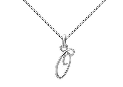 Amanto Ketting Letter O - 925 Zilver Gerhod. - Alfabet - 6x18mm - 50cm