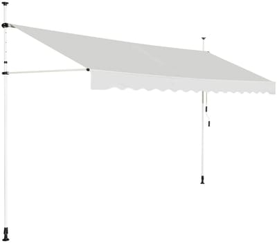 COSTWAY 4 x 1,2 m Telescopische zonnescherm luifel, klemluifel, intrekbare luifel zon onderdak, UV-bestendig waterdicht zonneluifel met handslinger, in hoogte verstelbare balkonluifel voor venster balkon tuin