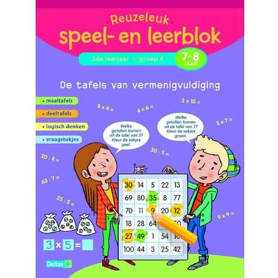 Deltas 0643009 Reuzeleuk speel- en leerblok - Tafels van vermenigvuldiging (7-8 jaar) Educatieve boeken (spelletjes en raadsels)