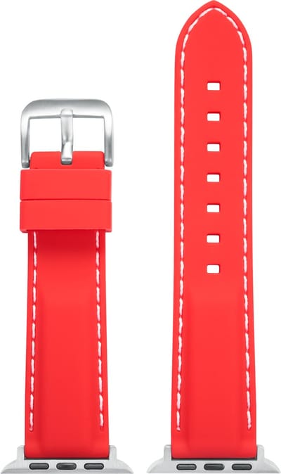EULIT siliconen horlogeband geschikt voor Apple Watch 42/44/45/46 maat - Serie 1/2/3/4/5/6/7/8/9/10 + SE - silicon sport smart - 22 mm - rood - edel metaal metalen gesp MAT - incl. adapter