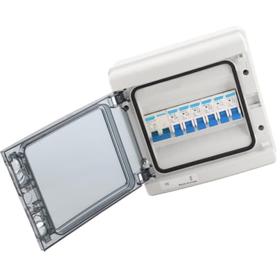 Waterdichte Verdeelkast 6 MCB(2xB6A+2xB16A+2xB32A) + Hoofdschakelaar 100A 6-weg EU-stijl 230V