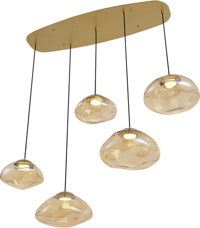 QAZQA gus - Hotel chique Hanglamp voor boven de eettafel | in eetkamer - 5 lichts - L 130 cm - Goud/messing - Woonkamer