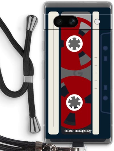Case Company® - Hoesje met koord geschikt voor Google Pixel 7A hoesje met Koord - Here's your tape - Telefoonhoesje met Zwart Koord - Bescherming aan alle Kanten en Over de Schermrand