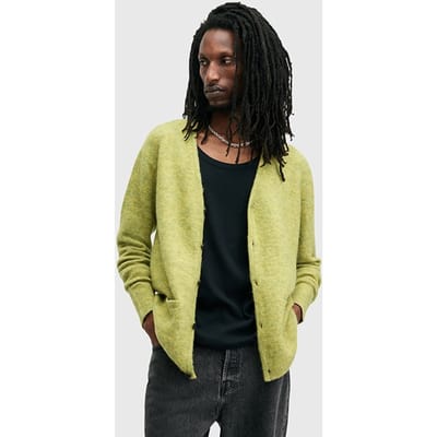 AllSaints Renn Cardigan Acid Green Maat: XXL | Cardigans Outlet | Heren | Groen