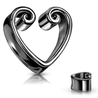 12 mm double flared vintage hart zwart - LMPiercings