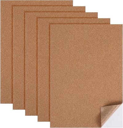 5 Stuks Zelfklevende Kurkplaten 297 x 210 x 1 mm - Rechthoekige Kurkwand voor Prikborden, Vloeren en Decoratie