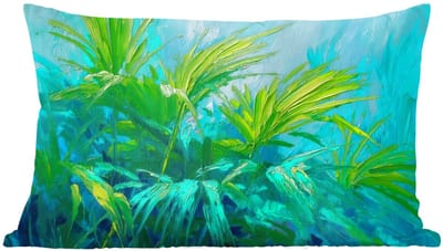 Sierkussens - Kussentjes Woonkamer - 60x40 cm - Bladeren - Groen - Schilderij - Abstract