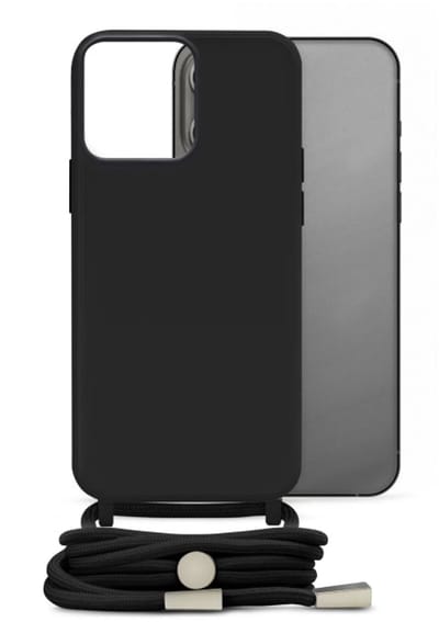 Mobilize Telefoonhoesje geschikt voor Apple iPhone 13 Pro Flexibel TPU | Mobilize Lanyard Gelly Hoesje met koord - Zwart