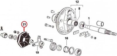 rms koppeldemper voor auto piaggio 220 ape mp p501-p601 1978-1996 113450 / 2283020001 nieuw