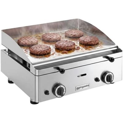 GGM Gastro Gas Bratplatte - mit Hartchrom-Beschichtung - 6,2 kW - Glatt - Bratfläche: 555x400mm