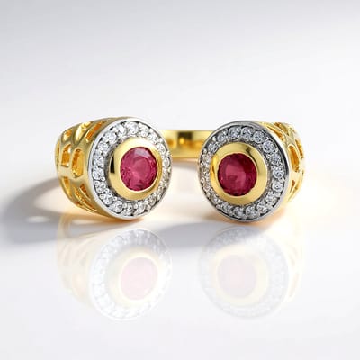 Cavill - Zilveren ring - 925 Sterling Zilver Verguld - Braziliaanse Roze Toermalijn 0,54 ct - Zirkonia Accent 0,227 ct - Elegante Dames Ring