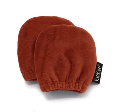 KipKep baby Wantjes - Rusty Spice, oranje-rood, antikrabwantjes - katoen velour - handschoen baby