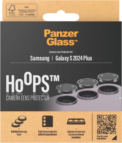 PanzerGlass Screenprotector geschikt voor Samsung Galaxy S24 Plus Glazen | PanzerGlass Hoops Camera Lens Protector - Case Friendly