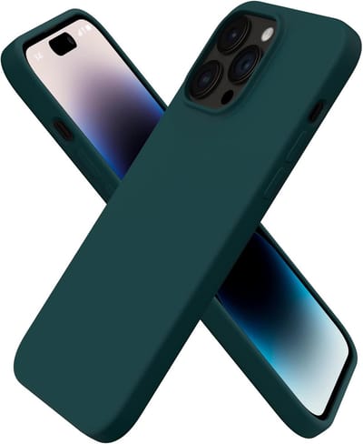 Shockproof Backcover - Liquid Silicone Soft Hoesje - Geschikt voor: iPhone 15 Pro Max - Donkergroen
