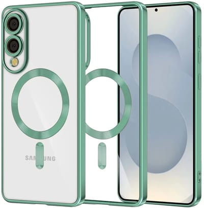 Hoesje geschikt voor Samsung Galaxy S25 Edge - Techsuit Luxury Crystal Back Cover - Geschikt voor MagSafe - Transparant/Lichtgroen