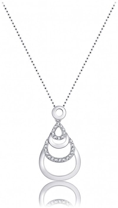 Gisser Jewels - Hanger excl. Collier - Fantasie gezet met Zirkonia - 31mm x 17mm - Gerhodineerd Zilver 925 - P068 - Sieraad - Dames - 925 Zilver