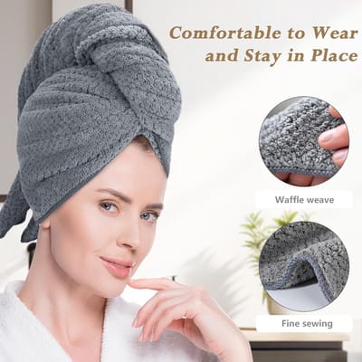 Famanu - Luxe microvezel haarhanddoek met elastische band, superzacht, antikroes en sneldrogend – Roze
