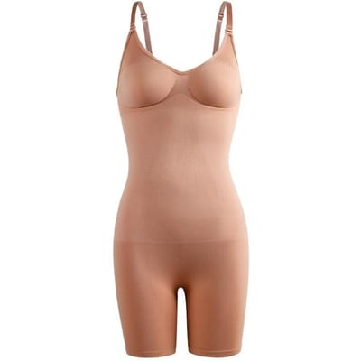 Naadloze dames bodysuit butt lifter shapewear taille trainer body shaper strappy-back borstverbeterend corrigerend ondergoed korset L/XL nude