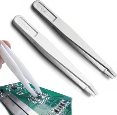 Antistatisch Pincet - Precisie Pincet Vezel Pincet - Elektronica Reparatie - Platte Punt Design - 115 mm - Zilver