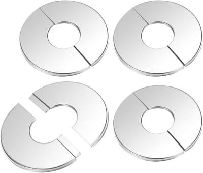 4-Pack Wand Split Flens voor 22mm OD Pijp - Ronde Zelfklevende Roestvrijstalen Dekplaat voor Waterleidingen en Kranen