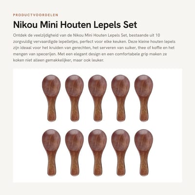 Dailygoods- Houten Lepel Set 10 Stuks - Mini Kooklepel - Houten Theelepel - Houten Lepels voor Keuken - Handgemaakt - Milieuvriendelijk Materiaal - Theelepels